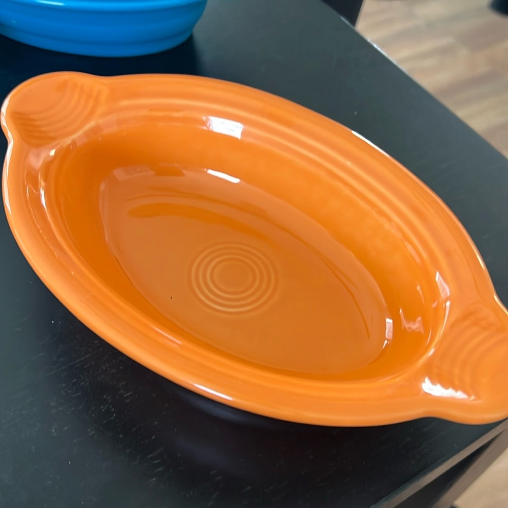 Fiestaware orange casserole dish